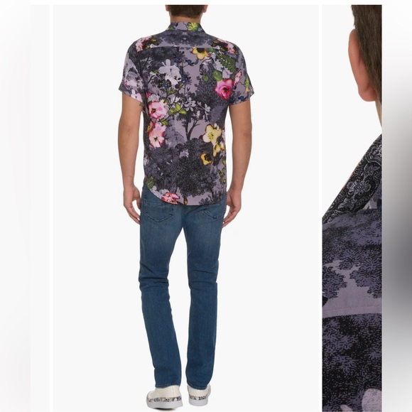 NWT Robert Graham Langham Floral Short Sleeve Button-Up Shirt - Picture 4 of 6